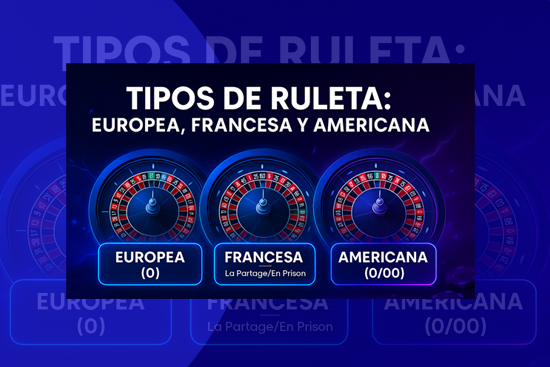 Comparativa de ruleta europea, francesa y americana con número de casillas, ceros y ventaja de la casa.